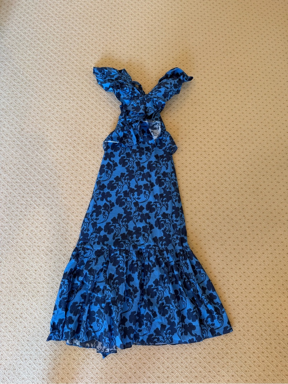 Blue Floral Halter Maxi Dress